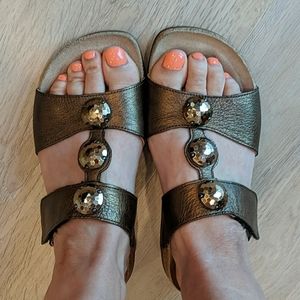 Mephisto leather slide sandals bronze size 36 6 US
